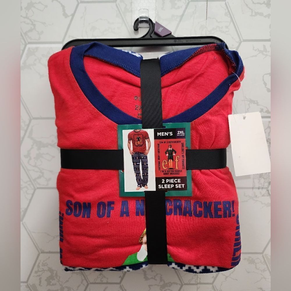 Mens Elf "SON OF A NUTCRACKER! Santa I Know Him" T-Shirt & Pants Sleep Set 2XL